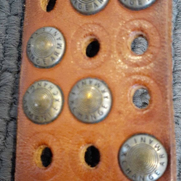 Armani Exchange Brown Leather Studded Belt 32 - Picture 3 of 10